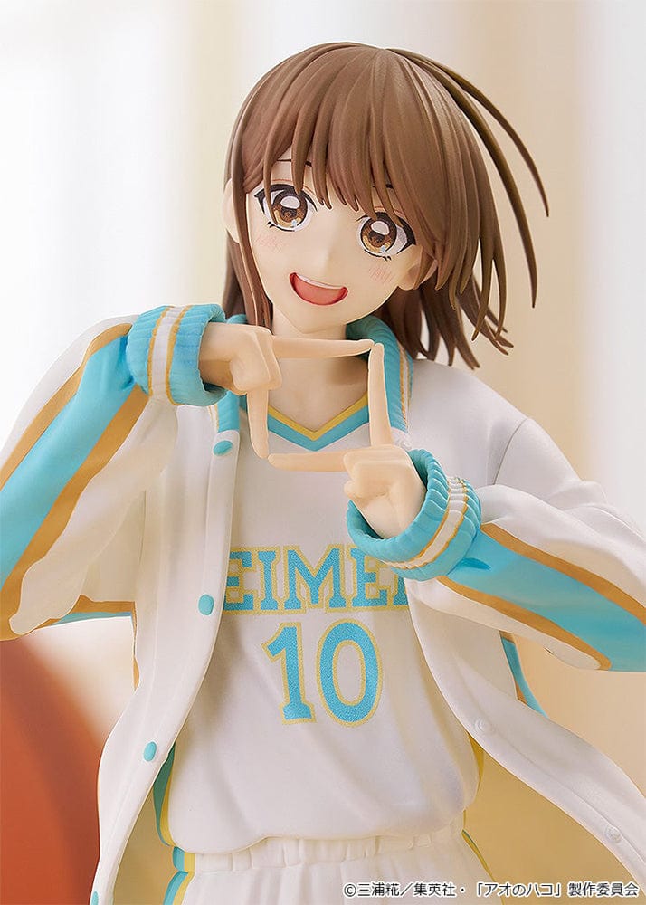 Blue Box Pop Up Parade L Chinatsu Kano Figure in Seimei High basketball uniform, posed dynamically with a bright smile against a blue background.