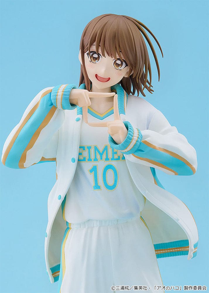 Blue Box Pop Up Parade L Chinatsu Kano Figure in Seimei High basketball uniform, posed dynamically with a bright smile against a blue background.