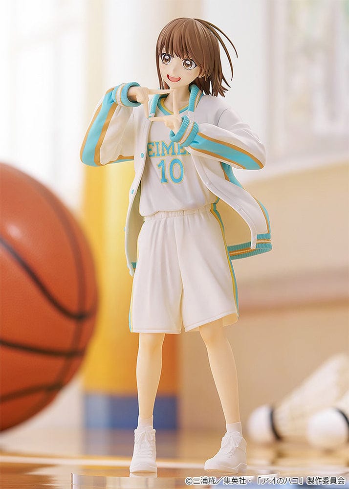 Blue Box Pop Up Parade L Chinatsu Kano Figure in Seimei High basketball uniform, posed dynamically with a bright smile against a blue background.