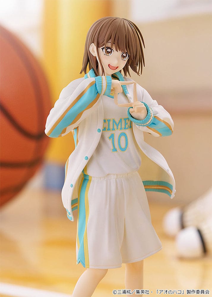 Blue Box Pop Up Parade L Chinatsu Kano Figure in Seimei High basketball uniform, posed dynamically with a bright smile against a blue background.