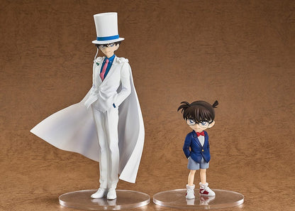 Detective Conan Pop Up Parade Conan Edogawa figure in a blue suit, red bow tie, and glasses, standing confidently ready to solve mysteries.