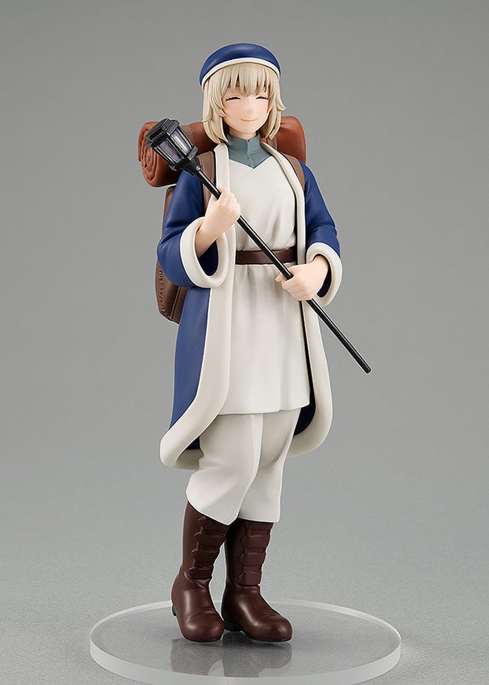 POP UP PARADE figure of Falin from 'Delicious in Dungeon,' dressed in her mage attire with a staff, showcasing her serene smile and detailed costume, capturing her essence as an adventurer.