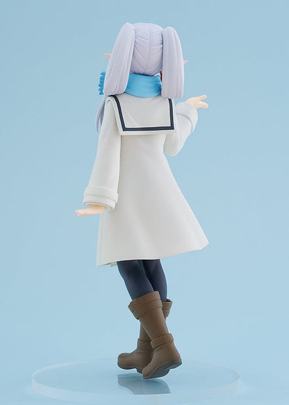 Frieren: Beyond Journey's End Pop Up Parade figure, Frieren (Blow Kiss Ver.), featuring her in a winter coat with a scarf, gracefully blowing a kiss, capturing her mystical and serene demeanor in exquisite detail.