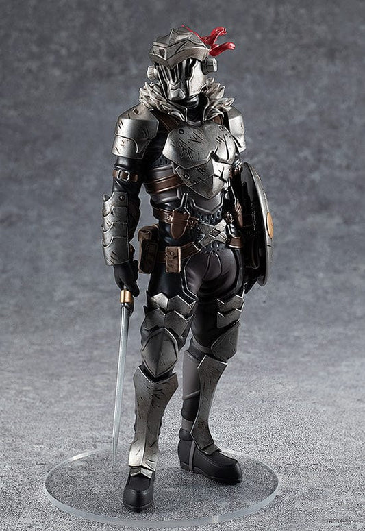 Goblin Slayer Pop Up Parade Goblin Slayer figure, detailed with realistic armor, a battle-worn shield, and a drawn sword, capturing the silent vigilance of the iconic series' protagonist.