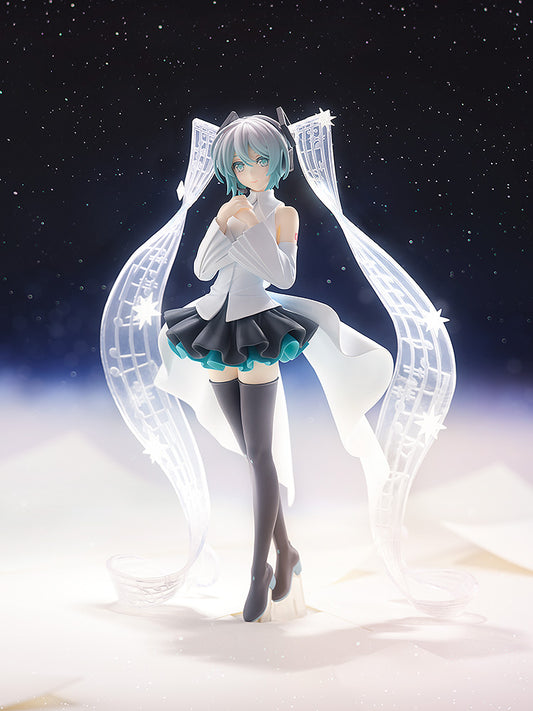 Vocaloid Pop Up Parade Miku Hatsune (Little Missing Stars Ver.) Figure, featuring Miku in an ethereal design with teal hair, expressive eyes, and intricate outfit