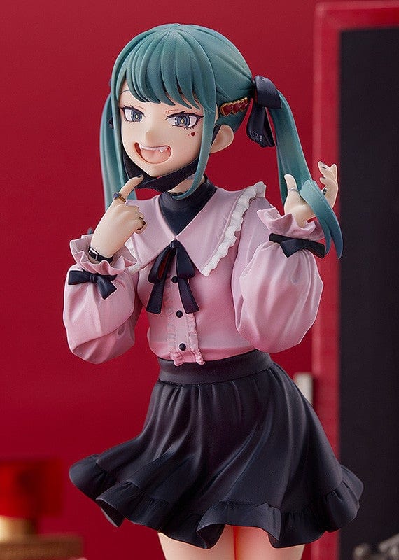 Vocaloid Pop Up Parade L Hatsune Miku The Vampire Ver. featuring Miku in a gothic pink and black outfit with twin pigtails and a mischievous smile.