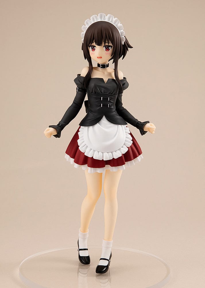 KonoSuba Pop Up Parade L Megumin figure in part-time job maid uniform, featuring black top, white apron, and red skirt.