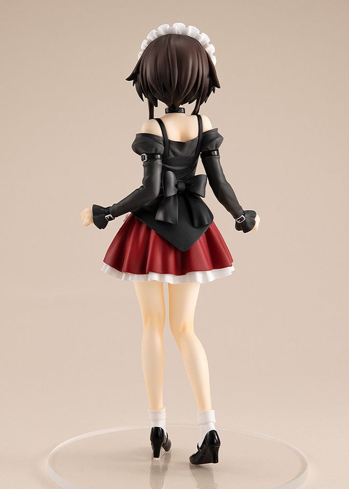 KonoSuba Pop Up Parade L Megumin figure in part-time job maid uniform, featuring black top, white apron, and red skirt.