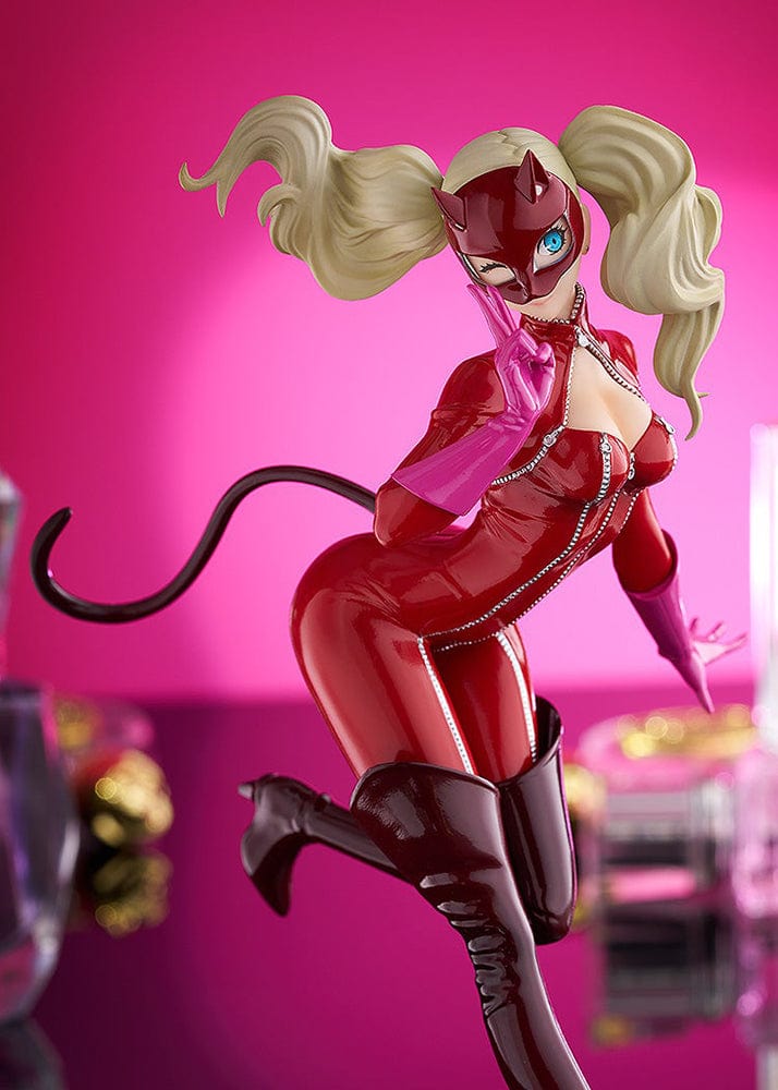 Persona POP UP PARADE Panther figure featuring Ann Takamaki in her sleek red catsuit, mask, and a dynamic pose, set against a white background.