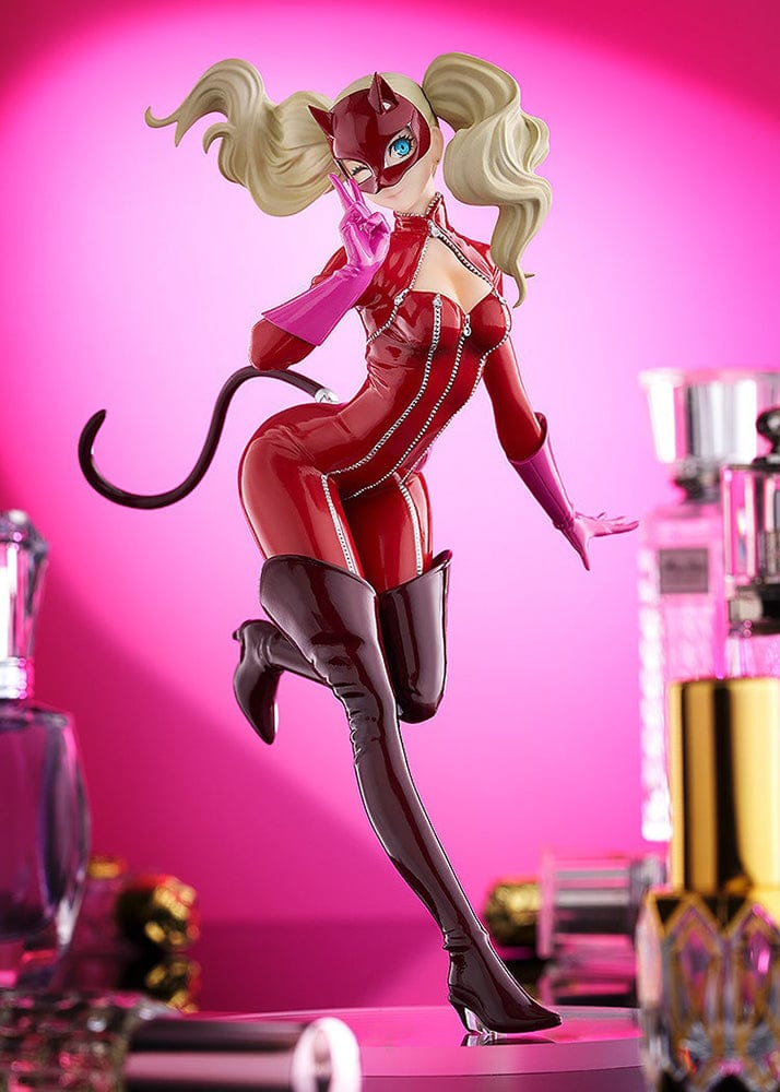 Persona POP UP PARADE Panther figure featuring Ann Takamaki in her sleek red catsuit, mask, and a dynamic pose, set against a white background.