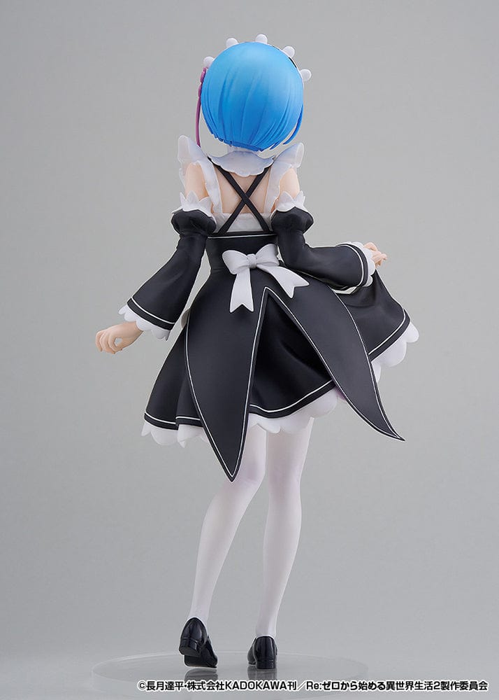 Rezero Starting Life in Another World Pop Up Parade L Rem figure in classic maid outfit, featuring blue hair and detailed sculpting, standing at approximately 9 inches tall.