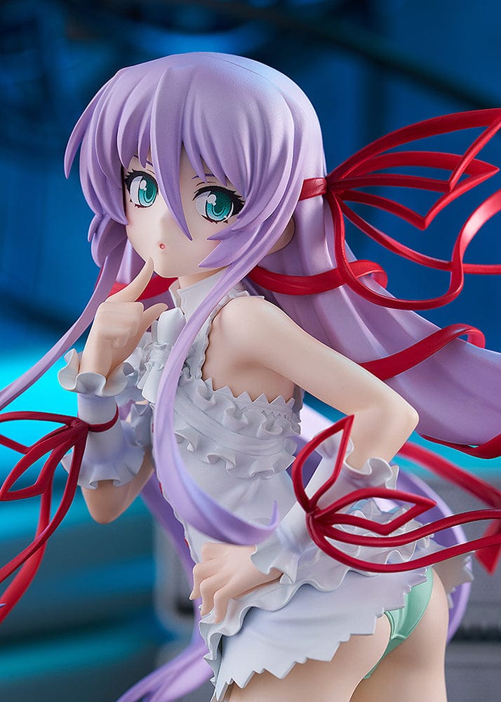 Demonbane Pop Up Parade SP Al Azif figure with lavender hair, red ribbons, and white outfit in a playful pose.