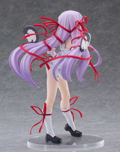 Demonbane Pop Up Parade SP Al Azif figure with lavender hair, red ribbons, and white outfit in a playful pose.