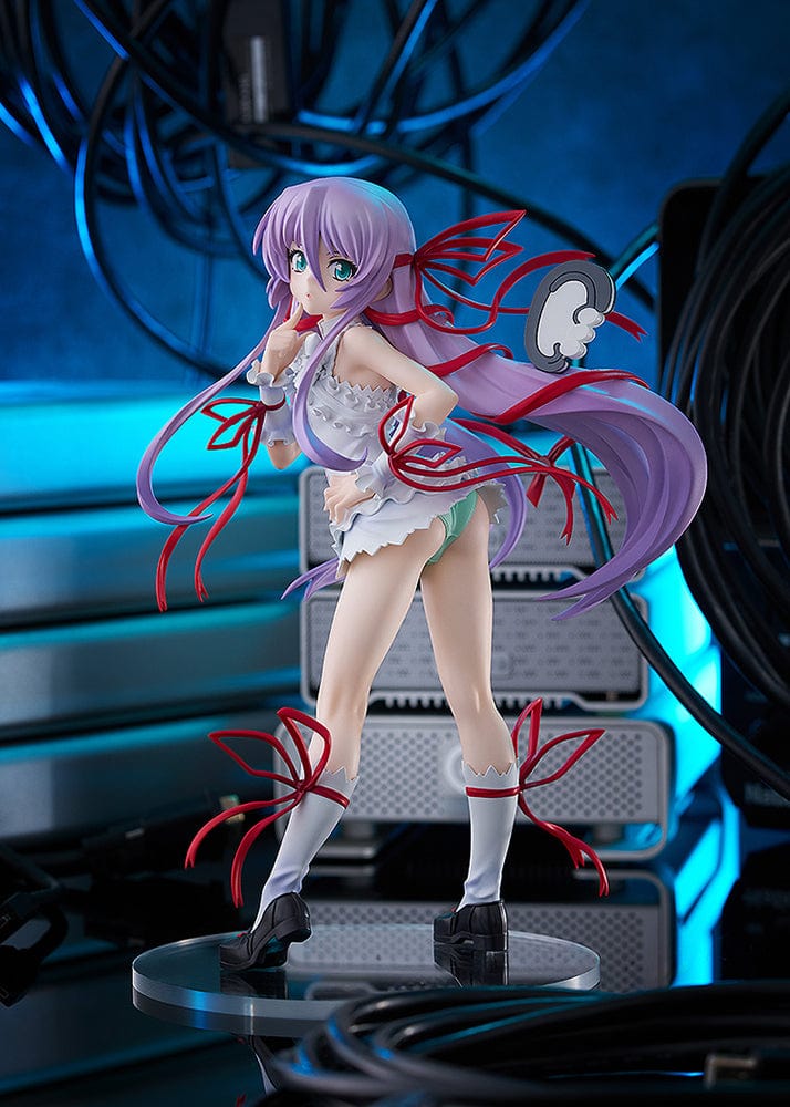 Demonbane Pop Up Parade SP Al Azif figure with lavender hair, red ribbons, and white outfit in a playful pose.