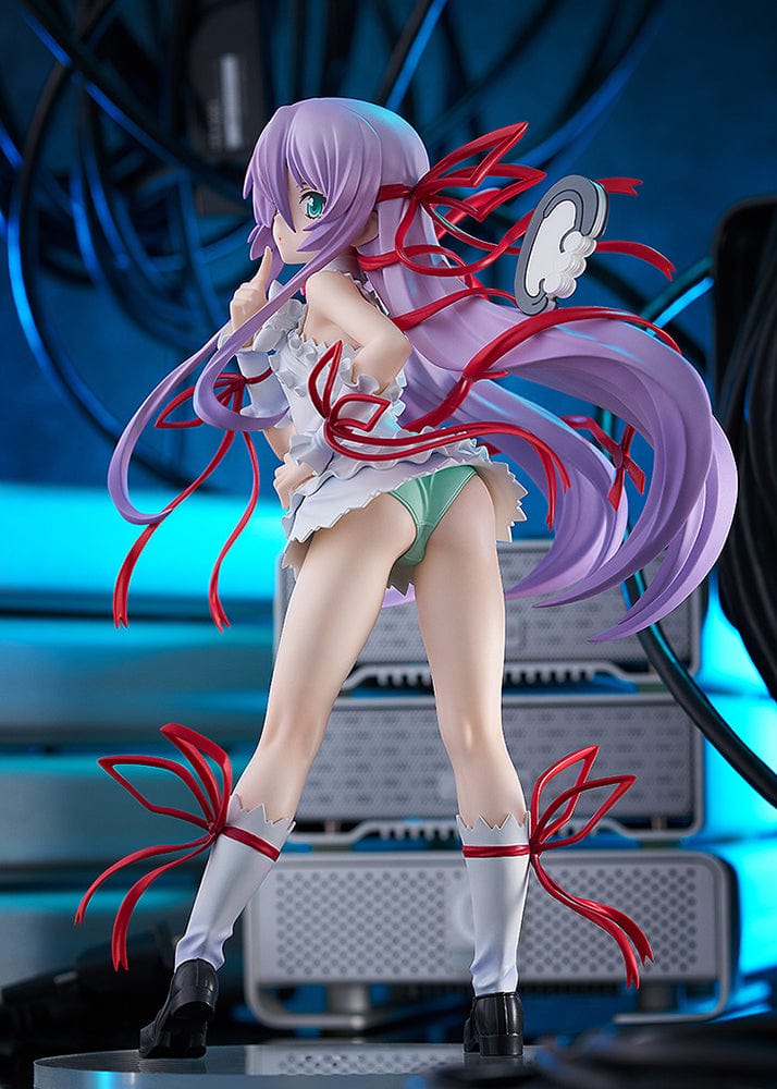 Demonbane Pop Up Parade SP Al Azif figure with lavender hair, red ribbons, and white outfit in a playful pose.