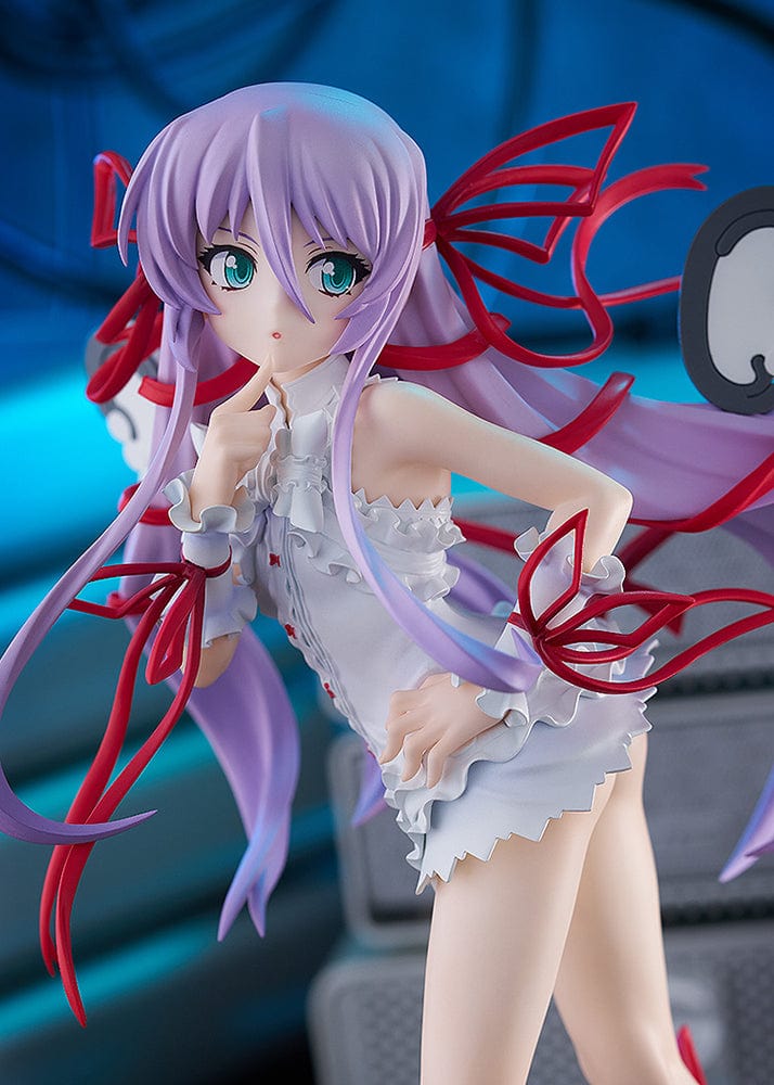 Demonbane Pop Up Parade SP Al Azif figure with lavender hair, red ribbons, and white outfit in a playful pose.