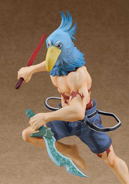 Shangri-La Frontier Pop Up Parade Sunraku figure in dynamic pose with bird-head mask and dual weapons.