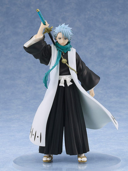 Bleach Pop Up Parade Toshiro Hitsugaya figure with his zanpakuto, Hyorinmaru, wearing his captain's robe and scarf.