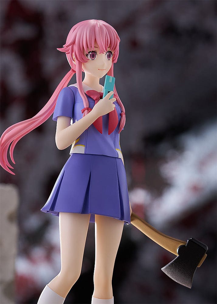 Future Diary Pop Up Parade Yuno Gasai figure in school uniform holding axe and phone with determined expression