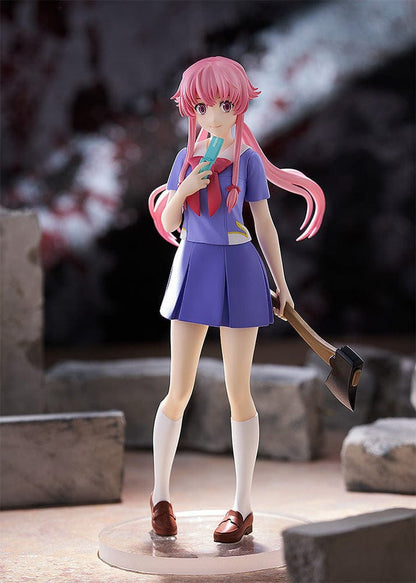 Future Diary Pop Up Parade Yuno Gasai figure in school uniform holding axe and phone with determined expression