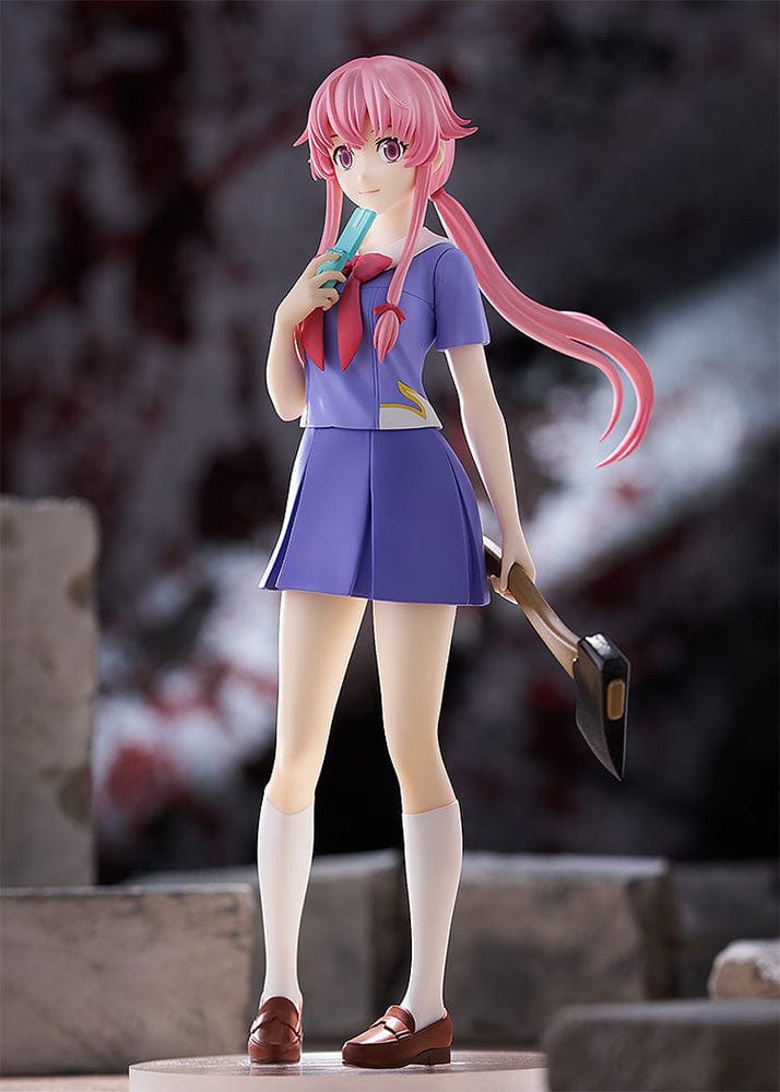 Future Diary Pop Up Parade Yuno Gasai figure in school uniform holding axe and phone with determined expression