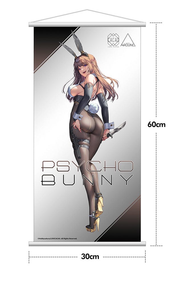 LOVECACAO Illustration Psycho Bunny 1/7 Scale Figure featuring a character in a black bunny suit with gold accents, holding a knife, and standing in a dynamic pose.