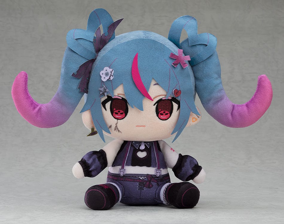"Hatsune Miku DecoMiku Darkness Ver. Vocaloid plush toy with gothic outfit and gradient pigtails"
