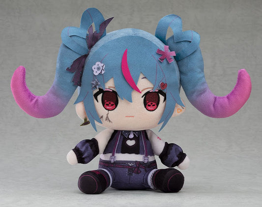 "Hatsune Miku DecoMiku Darkness Ver. Vocaloid plush toy with gothic outfit and gradient pigtails"