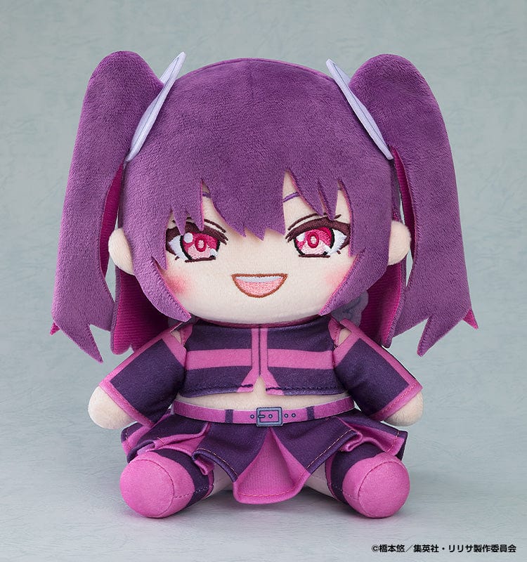 2.5 Dimensional Seduction Miriella plushie with purple hair, pink eyes, and purple and pink outfit.