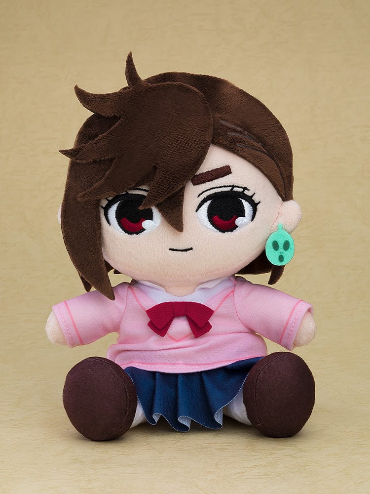 Dandadan Momo plushie featuring her school uniform, expressive eyes, and signature earring, made from soft, high-quality materials.