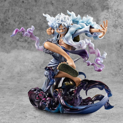 Portrait Of Pirates ONE PIECE WA-MAXIMUM Monkey D. Luffy Gear Five Figure - Highly detailed collectible depicting Monkey D. Luffy in his Gear Five form from the One Piece anime series.