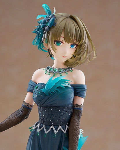 The Idolmaster Cinderella Girls DreamTech Kaede Takagaki (Pretty Liar) 1/7 Scale Figure showcasing her elegant teal gown and graceful pose.