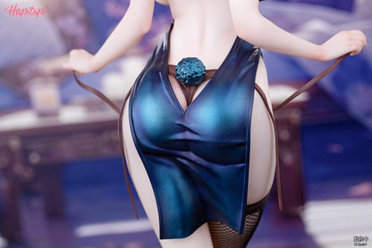 Machi Illustration Qi Kai De Sheng Bunny Girl 1/6 Scale Figure featuring a sleek bunny suit with gold accents, fishnet stockings, and high heels, showcasing detailed craftsmanship and elegant design.
