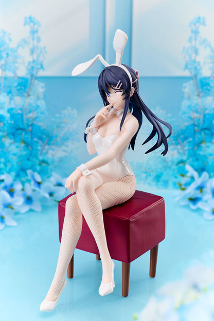 Rascal Does Not Dream Series Mai Sakurajima Bunny Ver. Non-Scale Figure, featuring Mai seated on a red stool in a white bunny outfit.