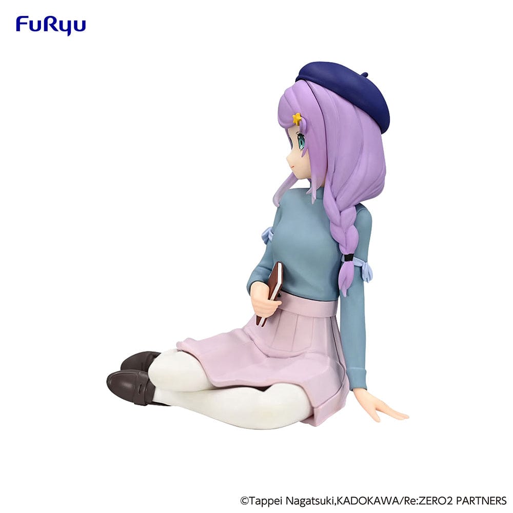 Rezero Starting Life in Another World Anastasia (Book Girl Ver.) Noodle Stopper Figure in seated pose with book, wearing a blue top, light purple skirt, and beret.