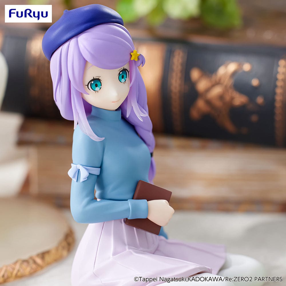 Rezero Starting Life in Another World Anastasia (Book Girl Ver.) Noodle Stopper Figure in seated pose with book, wearing a blue top, light purple skirt, and beret.