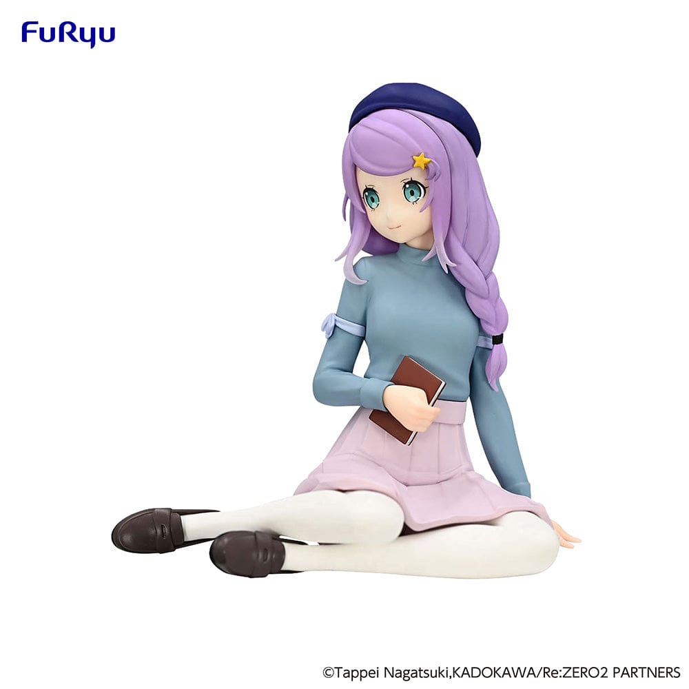 Rezero Starting Life in Another World Anastasia (Book Girl Ver.) Noodle Stopper Figure in seated pose with book, wearing a blue top, light purple skirt, and beret.