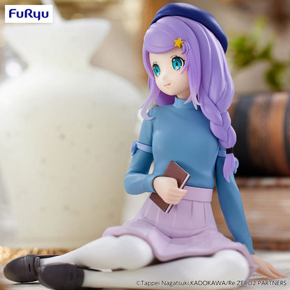 Rezero Starting Life in Another World Anastasia (Book Girl Ver.) Noodle Stopper Figure in seated pose with book, wearing a blue top, light purple skirt, and beret.