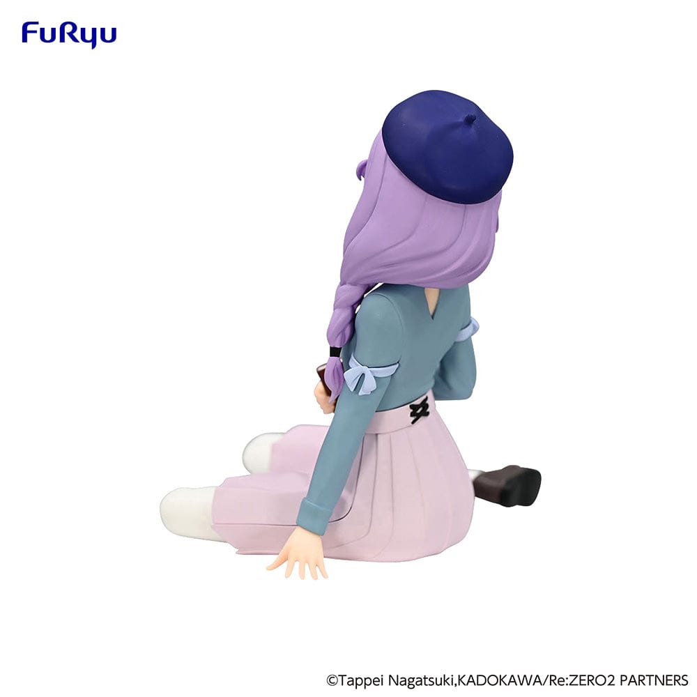 Rezero Starting Life in Another World Anastasia (Book Girl Ver.) Noodle Stopper Figure in seated pose with book, wearing a blue top, light purple skirt, and beret.