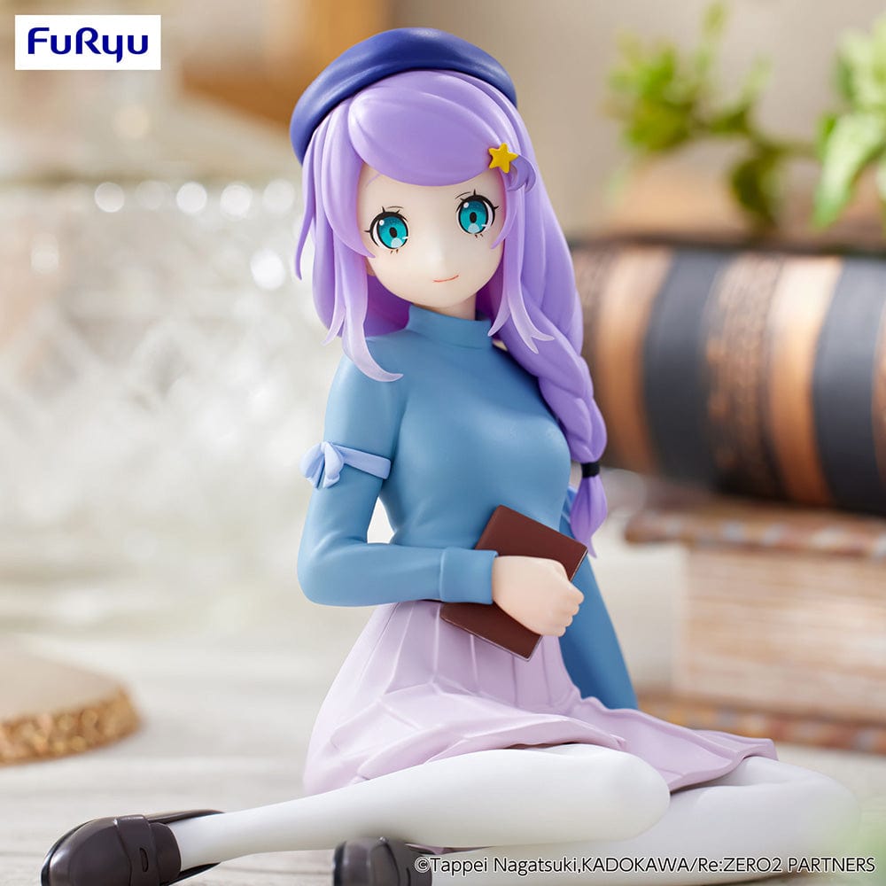 Rezero Starting Life in Another World Anastasia (Book Girl Ver.) Noodle Stopper Figure in seated pose with book, wearing a blue top, light purple skirt, and beret.