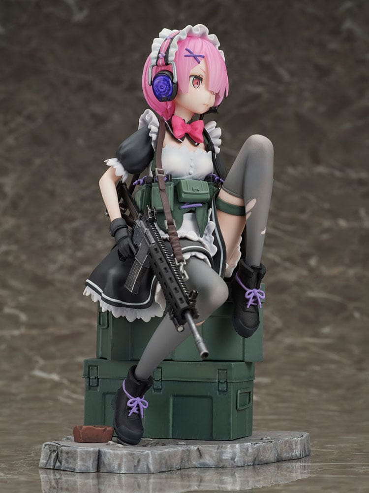 Ram (Military Ver.) 1/7 Scale Figure: A stunning figure of Ram from the anime series Re:Zero Starting Life in Another World. Dressed in a detailed military-inspired outfit, Ram stands confidently with her twin horns and weaponry. A must-have collectible for fans, capturing Ram's strength and allure in exquisite detail.