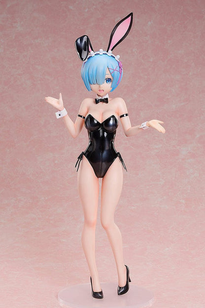 Re:Zero Starting Life in Another World B-Style Rem Bunny Ver. 2.5 1/4 Scale Figure featuring Rem in a glossy black bunny suit with bunny ears, a playful pose, and high heels.