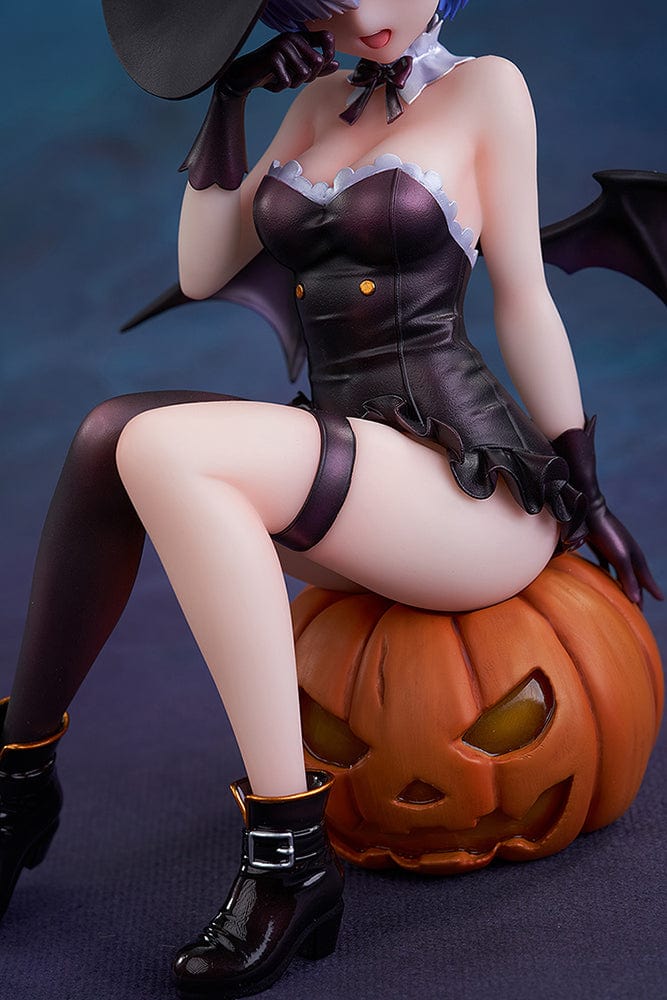 Rezero Starting Life in Another World KD Colle Rem (Phantom Night Wizard Ver.) 1/7 Scale Figure, featuring Rem in a witch costume seated on a jack-o'-lantern with bat wings and Halloween details.