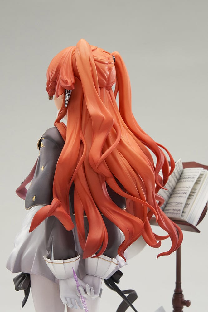 Reverse: 1999 Sonetto 1/7 Scale Figure featuring elegant design with orange hair, music-themed outfit, and dynamic staircase base