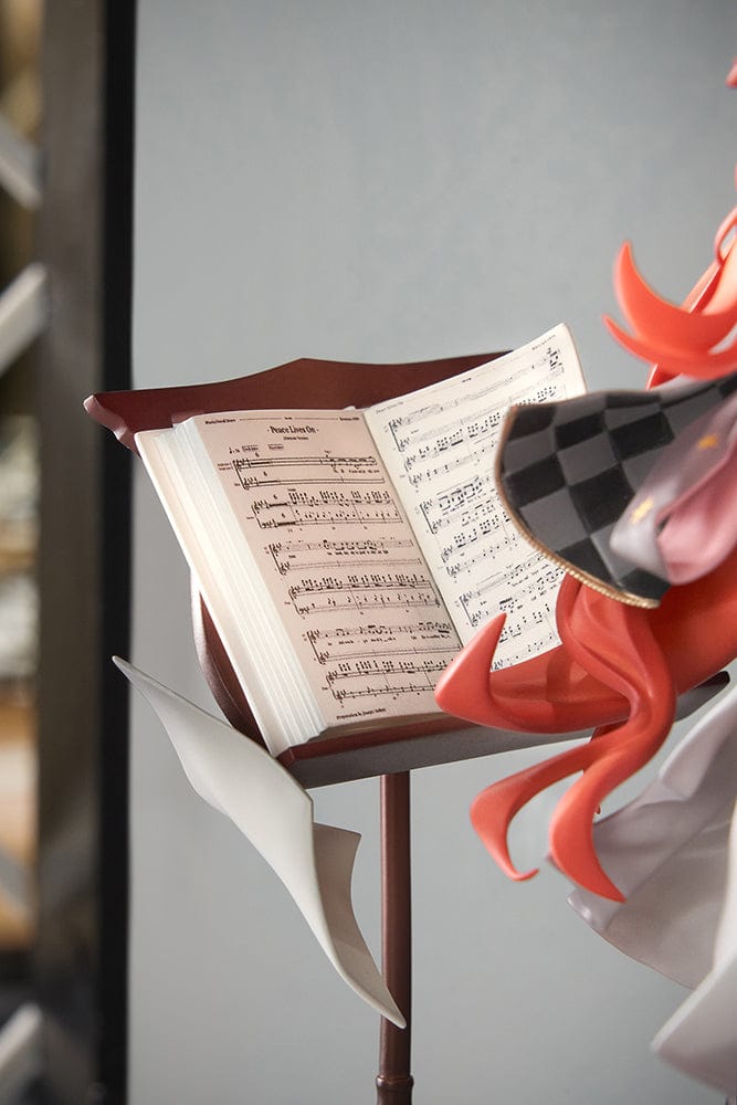 Reverse: 1999 Sonetto 1/7 Scale Figure featuring elegant design with orange hair, music-themed outfit, and dynamic staircase base