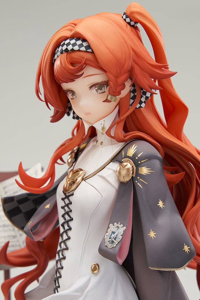 Reverse: 1999 Sonetto 1/7 Scale Figure featuring elegant design with orange hair, music-themed outfit, and dynamic staircase base