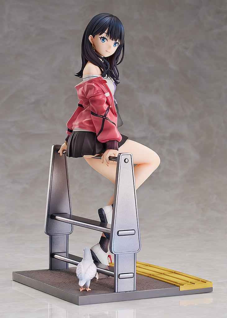 SSSS.Dynazenon x Azur Lane Rikka Takarada (Blue Sky Station) 1/7 Scale Figure featuring Rikka seated on a station railing with vibrant colors and intricate details.