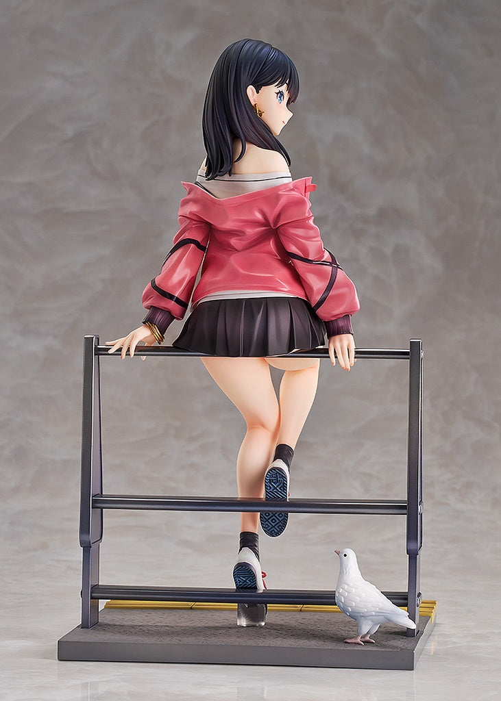 SSSS.Dynazenon x Azur Lane Rikka Takarada (Blue Sky Station) 1/7 Scale Figure featuring Rikka seated on a station railing with vibrant colors and intricate details.