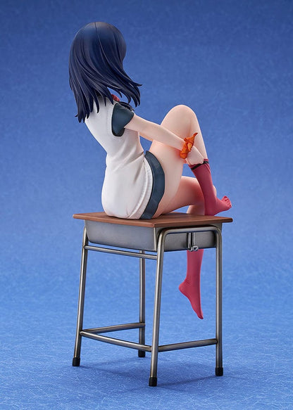 Gridman Universe Rikka Takarada (Daily School Life Ver.) 1/7 Scale Figure seated on school desk in relaxed pose with school uniform and pink socks