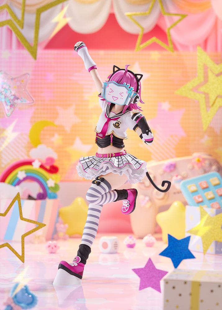 Love Live! Nijigasaki High School Idol Club Rina Tennoji 1/7 Scale Figure in a dynamic pose wearing her idol uniform, with pink hair, cat ears, and a smiling faceplate.